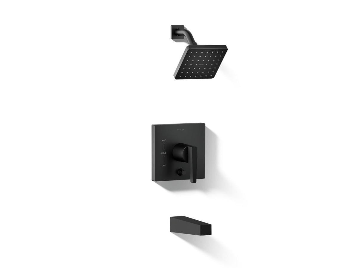 Kohler Honesty® Rite-Temp® bath and shower trim kit with push-button diverter, 1.75 gpm — Matte Black