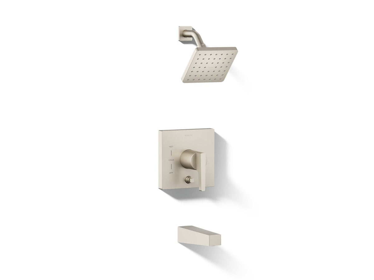 Kohler Honesty® Rite-Temp® bath and shower trim kit with push-button diverter, 1.75 gpm — Vibrant Brushed Nickel