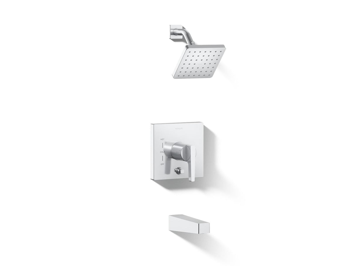 Kohler Honesty® Rite-Temp® bath and shower trim kit with push-button diverter, 1.75 gpm — Polished Chrome