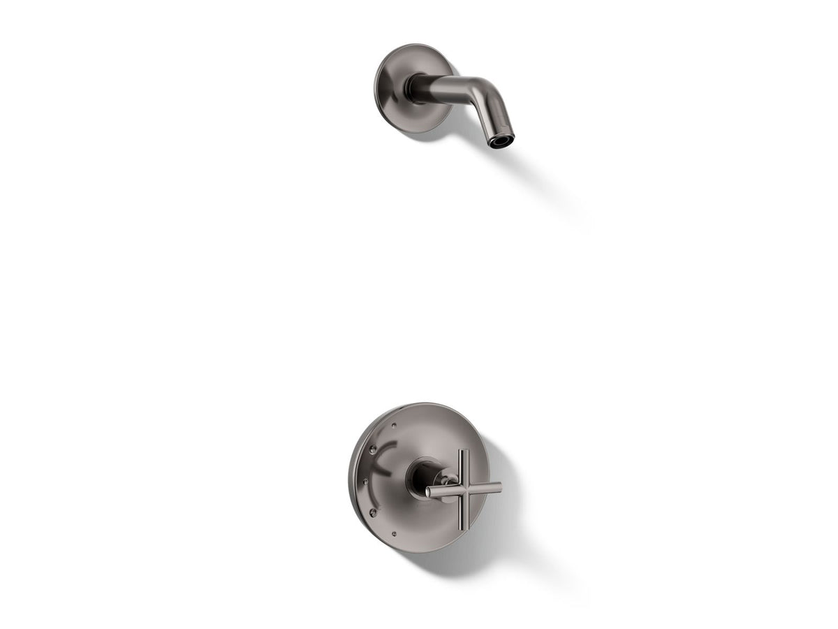 Kohler Purist® Rite-Temp® shower trim kit with cross handle, without showerhead – Vibrant Titanium – K-TLS14422-3-TT