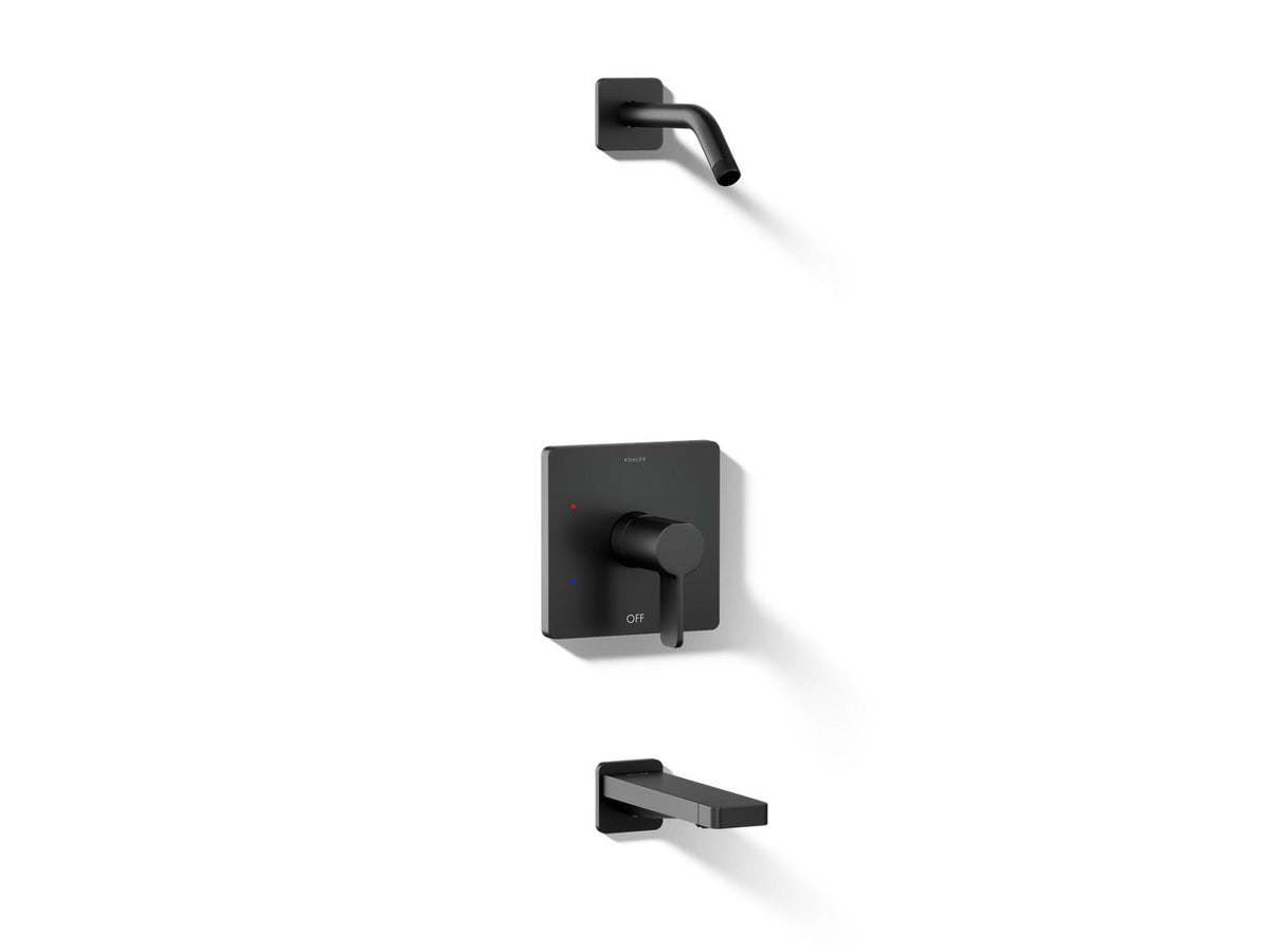 Kohler Parallel® Rite-Temp® bath and shower trim kit, without showerhead — Matte Black