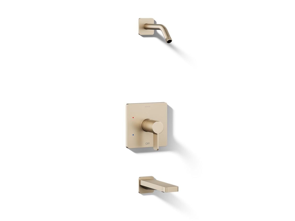 Kohler Parallel® Rite-Temp® bath and shower trim kit, without showerhead — Vibrant Brushed Bronze