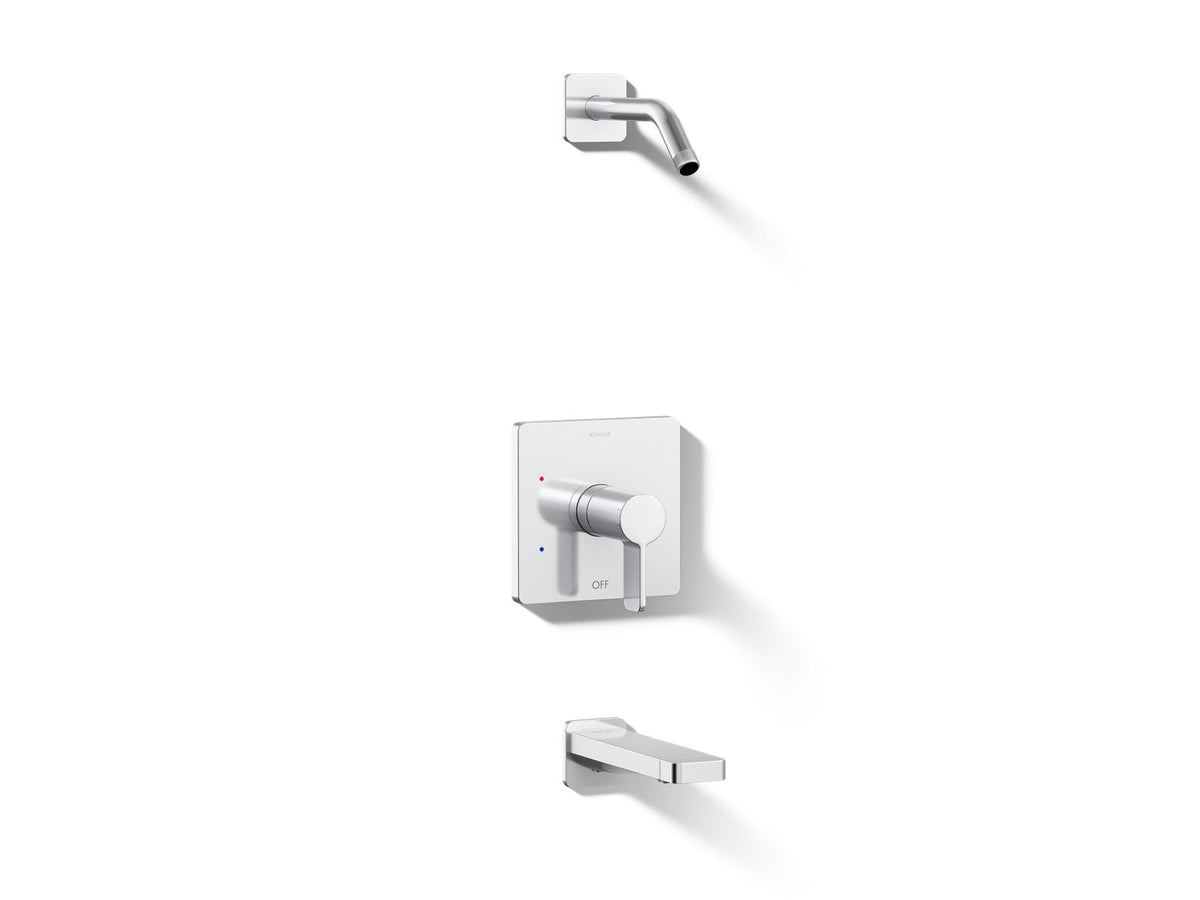 Kohler Parallel® Rite-Temp® bath and shower trim kit, without showerhead — Polished Chrome