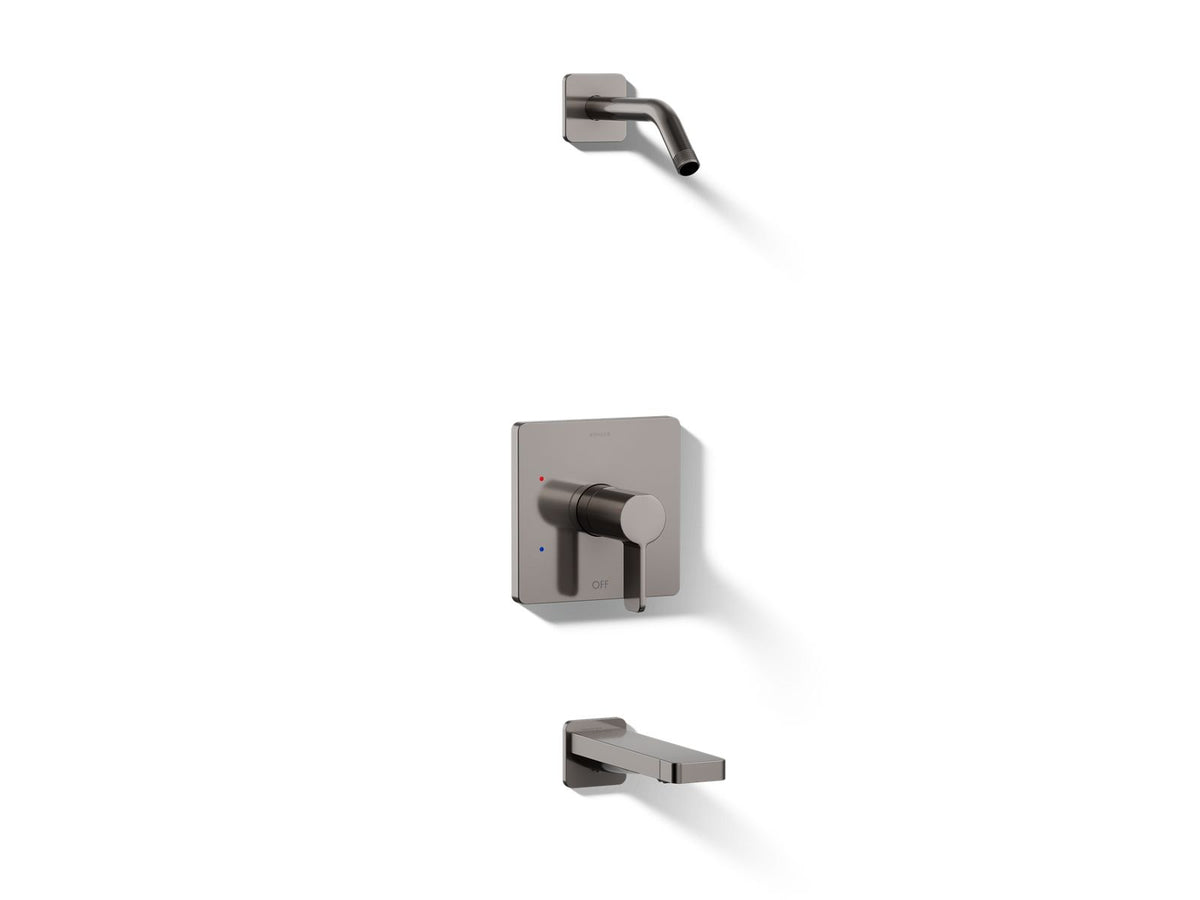 Kohler Parallel® Rite-Temp® bath and shower trim kit, without showerhead — Vibrant Titanium