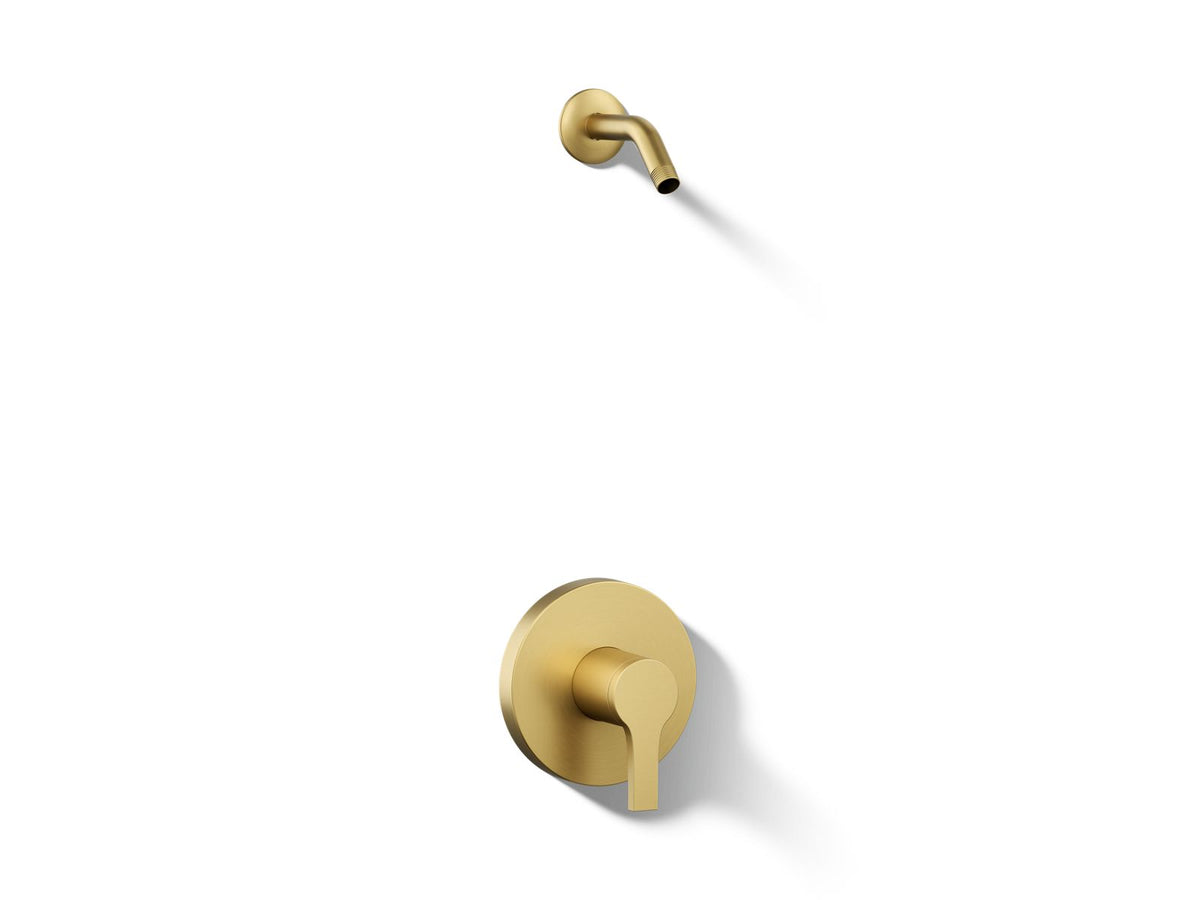Kohler Elate® Rite-Temp® shower trim kit, without showerhead — Vibrant Brushed Moderne Brass