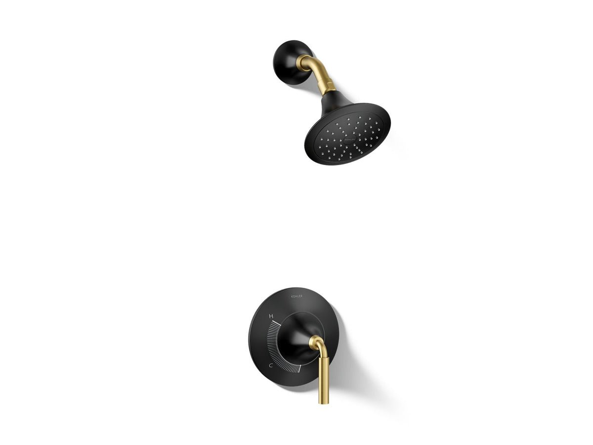 Kohler Tone™ Rite-Temp® shower trim kit, 1.75 gpm – Matte Black with Brushed Moderne Brass – K-TS27420-4G-BMB
