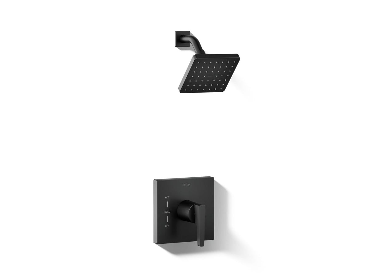 Kohler honesty-rite-temp-shower-trim-with-2-5-gpm-showerhead-and-lever-handle-ts99764-4 — Matte Black — TS99764-4-BL