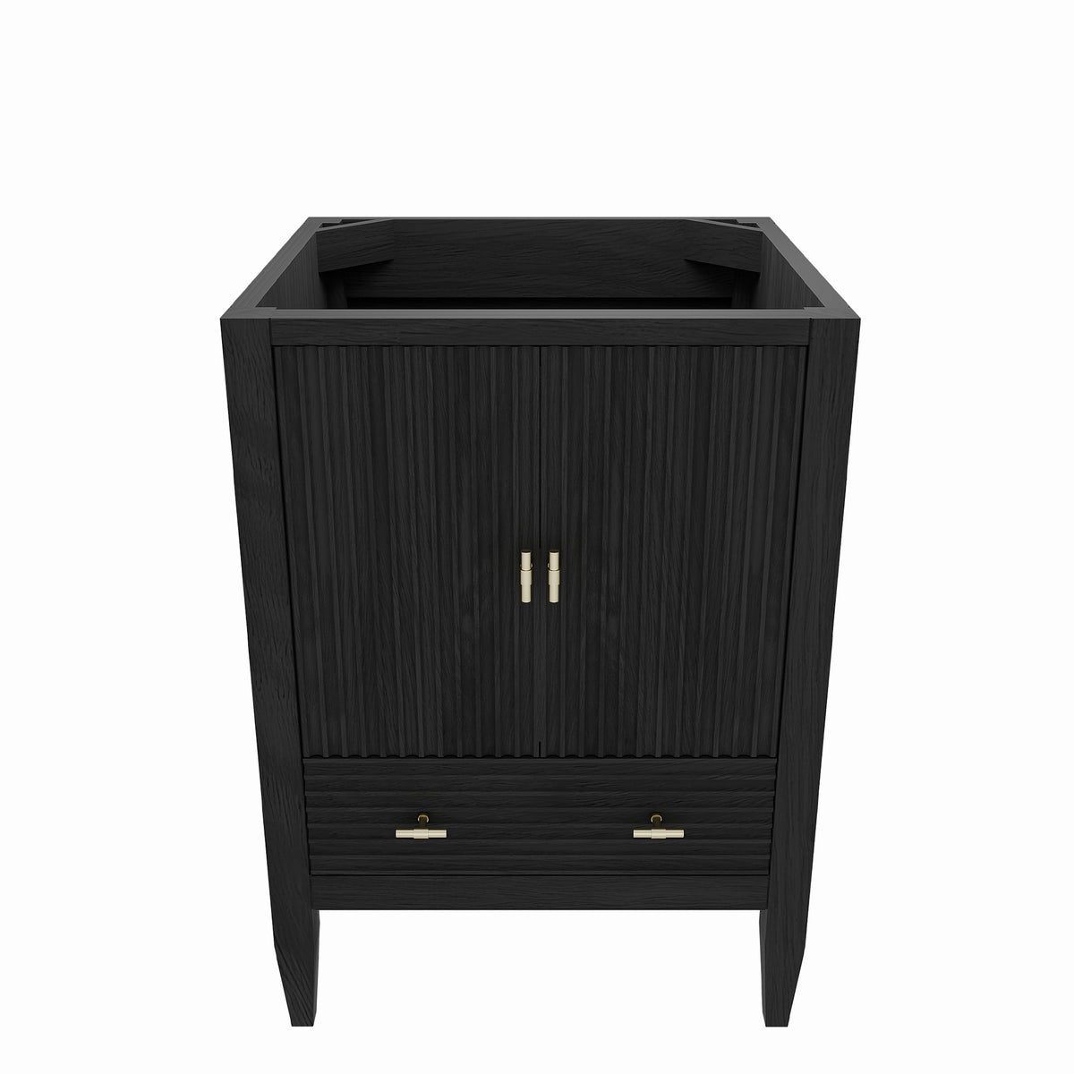 Valmont 24 Inch Fluted Vanity Base - Carbon Oak | Alternative Image 01 | finish:Carbon Oak | countertop finish:No Top | sink style:None
