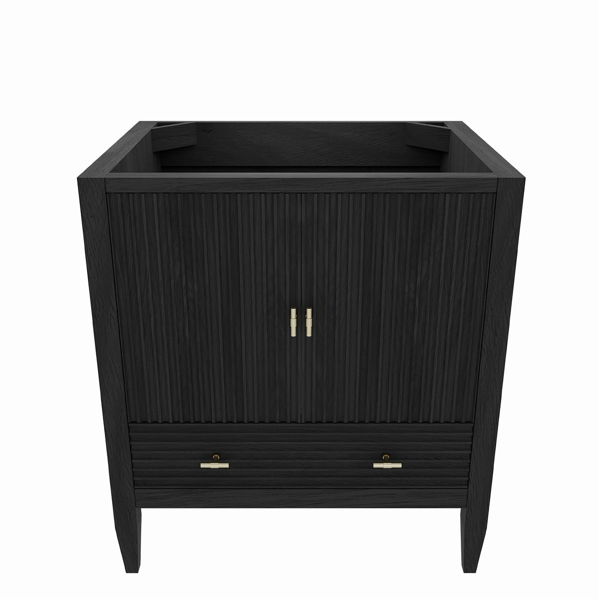 Valmont 30 Inch Fluted Vanity Base - Carbon Oak | Alternative Image 01 | finish:Carbon Oak | countertop finish:No Top | sink style:None