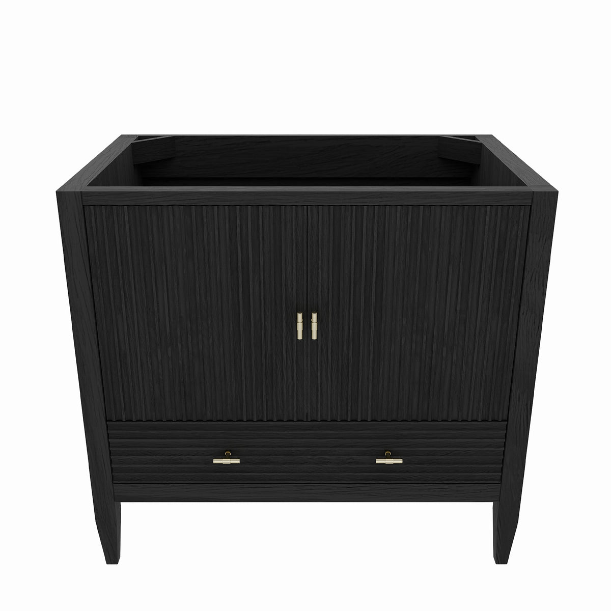 Valmont 36 Inch Fluted Vanity Base - Carbon Oak | Alternative Image 01 | finish:Carbon Oak | countertop finish:No Top | sink style:None