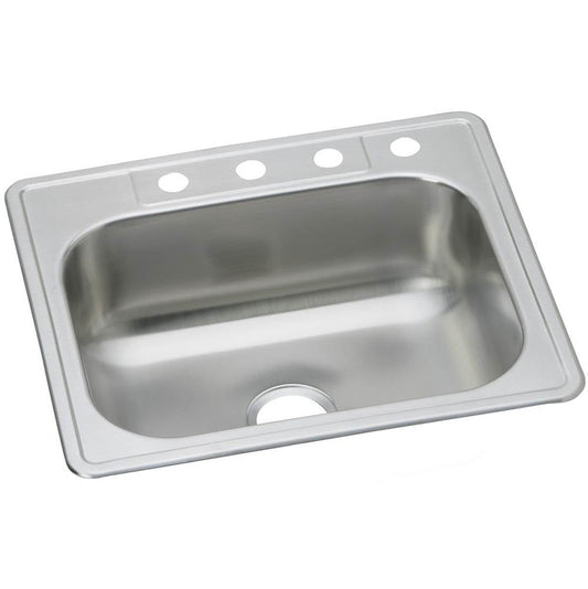 Elkay Dayton Stainless Steel 25'' x 22'' x 8-1/16'', 4-Hole Single Bowl Drop-in Sink