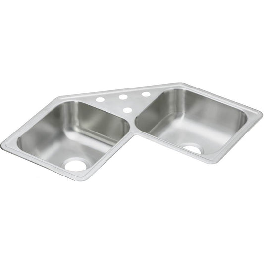 Elkay Dayton Stainless Steel 31-7/8'' x 31-7/8'' x 7'', Equal Double Bowl Corner Sink