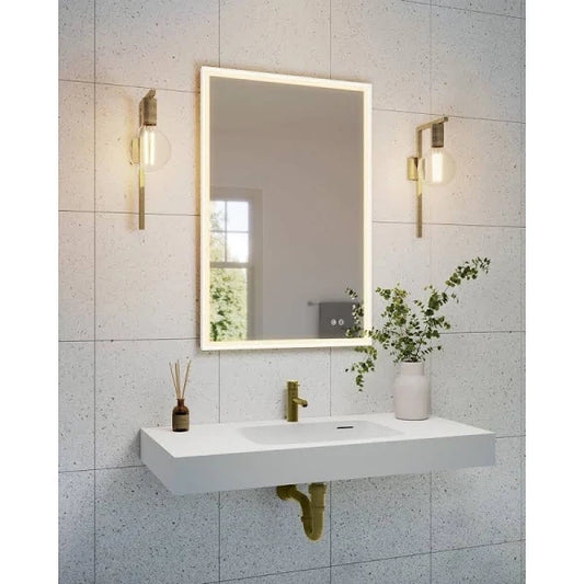 New Artus Metal Frame LED Mirror Brushed Gold 21'' x 36''