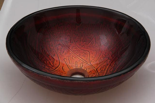 Roma Fire Hand Made Tempered Glass Vessel Sink