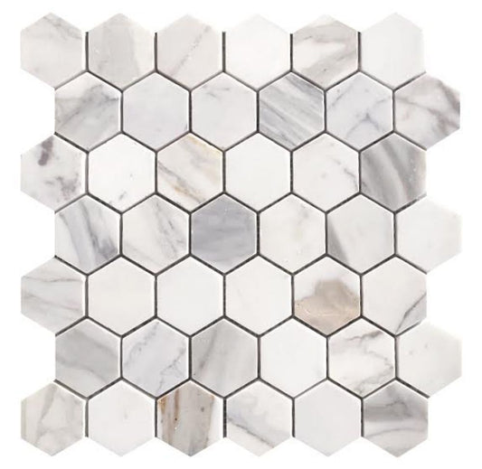 ELY HExagon Calacatta Gold Polished 2x2 11.75x12