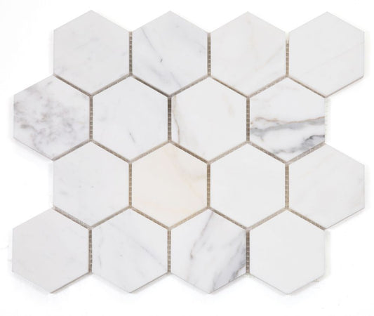 ELY Hexagon Calacatta Gold Honed 3x3 10 x 11.5
