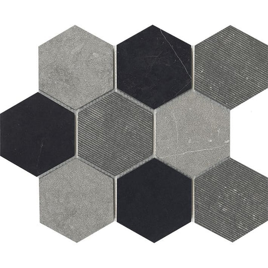 Porcelanosa World Hexagon Texture Black 12x10