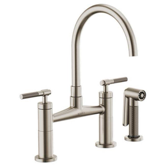 Brizo Litze Bridge Faucet with Arc Spout and Knurled Handle Stainless