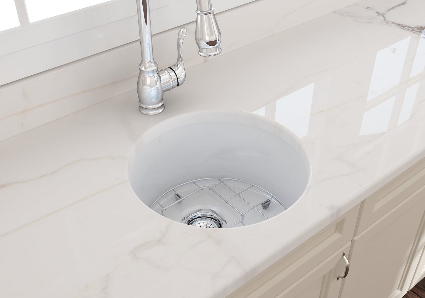 Bocchi Undermount Fireclay 18" Round Single Bowl Kitchen Sink (Call for special pricing)