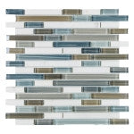 Milano Blue Glass & Stone Brick Mosaic 11.75x12 (please call us for pricing)