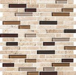 Milano Travertine and Art Glass Mosaics 11.75x12 (please call us for pricing)