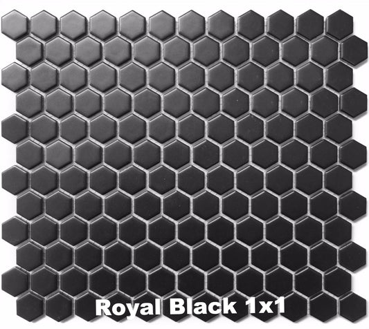 sognare tile black matte 1x1 hexagon 