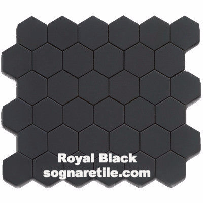 Royal Black Matte 2X2 Hexagon Mosaic (may qualify for free shipping - call us)