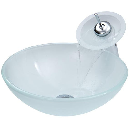 Frosty Hand Made Tempered Glass Vessel Sink