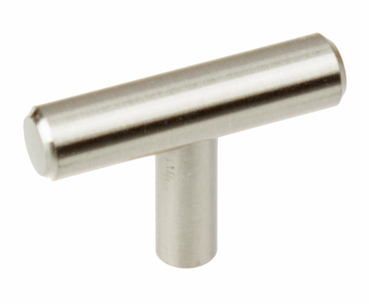 Solid Euro Style T-Bar Knob Handle, Stainless Steel, Silver, Cabinet Knobs & Handles, Solid Steel (may qualify for free shipping)