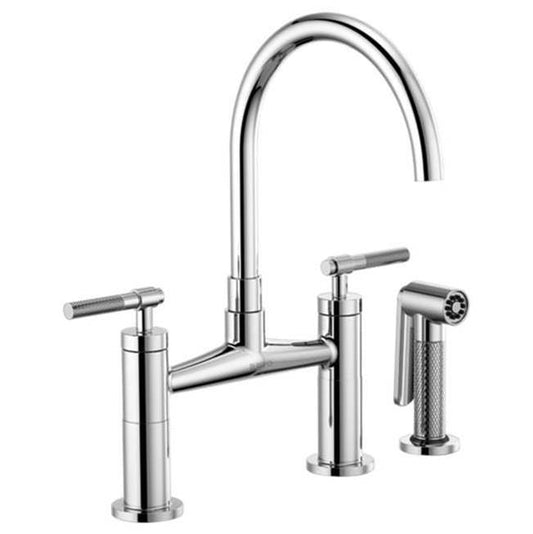 Brizo Litze Bridge Faucet with Arc Spout and Knurled Handle 
