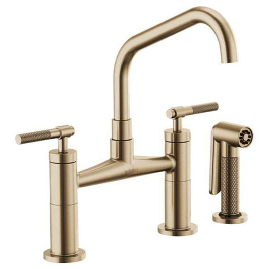 Brizo Bridge Faucet With Angled Spout and Knurled Handle