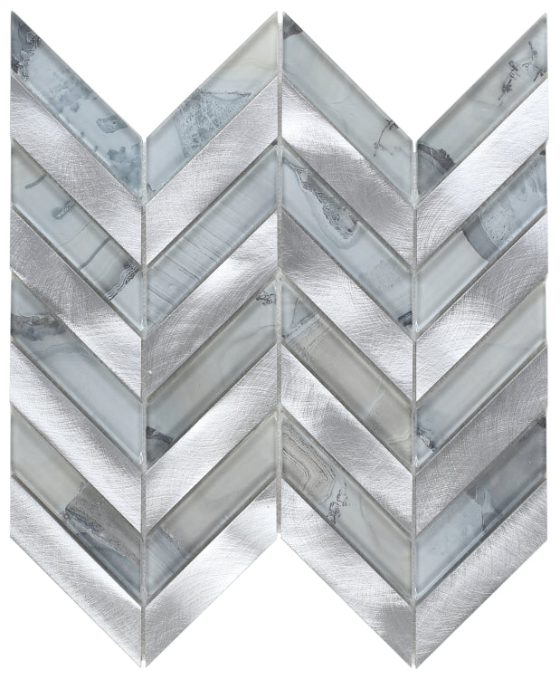 Elysium Chevron Shell Grey 11x11 Mosaic