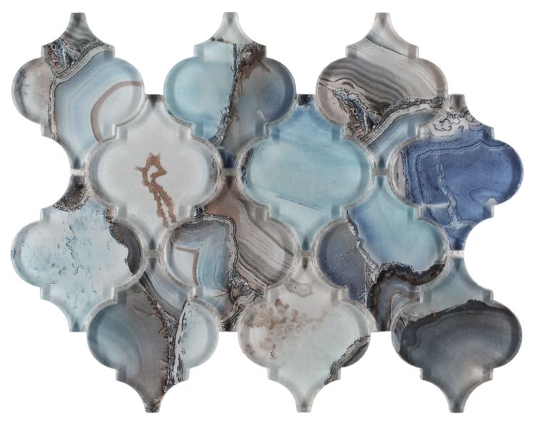 Elysium Aladdin Shell Blue Arabesque Mosaic 8.75x12.25