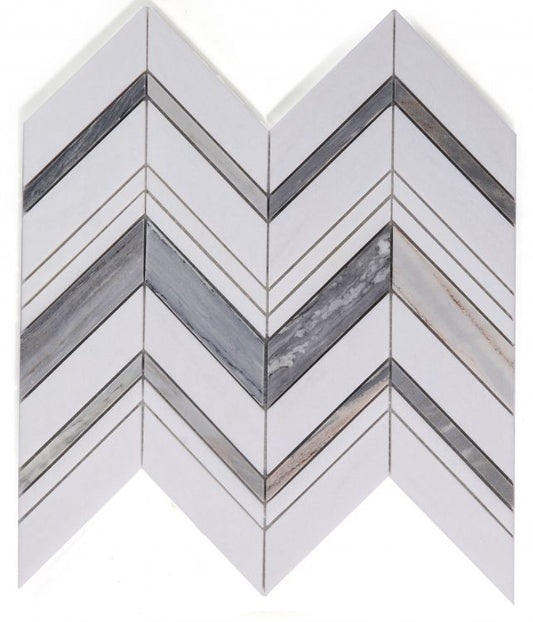 ELY Chevron Ravenna Blue 11.75x12.25