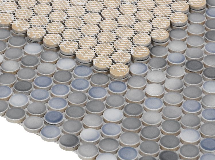 ELY Penny Round Gradient Grey Glossy 11.5x12.25 