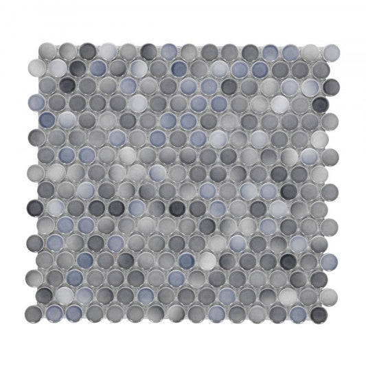 ELY Penny Round Gradient Grey Glossy 11.5x12.25 