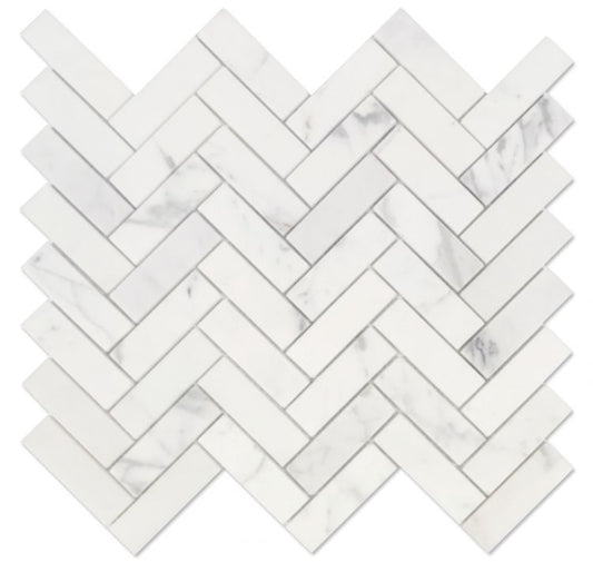ELY Herringbone Calacatta White Polished 11.25x12.5 