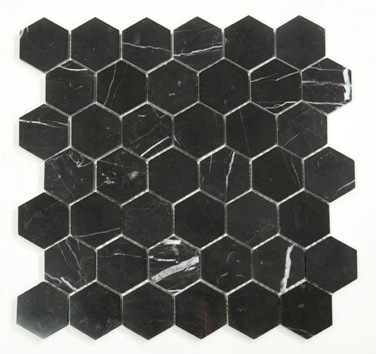 ELY Hexagon Marquina Polished 2x2; 12x12 (please call for special pricing & availability)