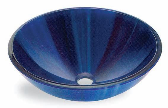 Blue Lagoon Hand Made Tempered Glass Vessel Sink