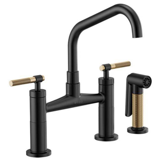 Brizo Litze: Bridge Faucet with Angled Spout & Knurled Handle