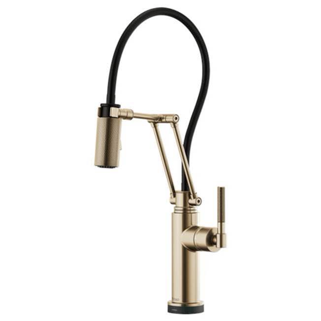 Brizo Litze: Smart Touch Articulating Faucet with Knurled Handle - Luxe Gold