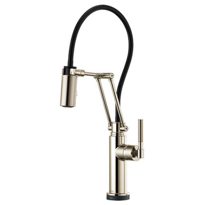 Brizo Litze: Smart Touch Articulating Faucet with Knurled Handle - Polished Nickel