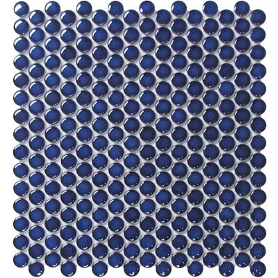 Tile Cobalt Bright Matte Penny Round Mosaic