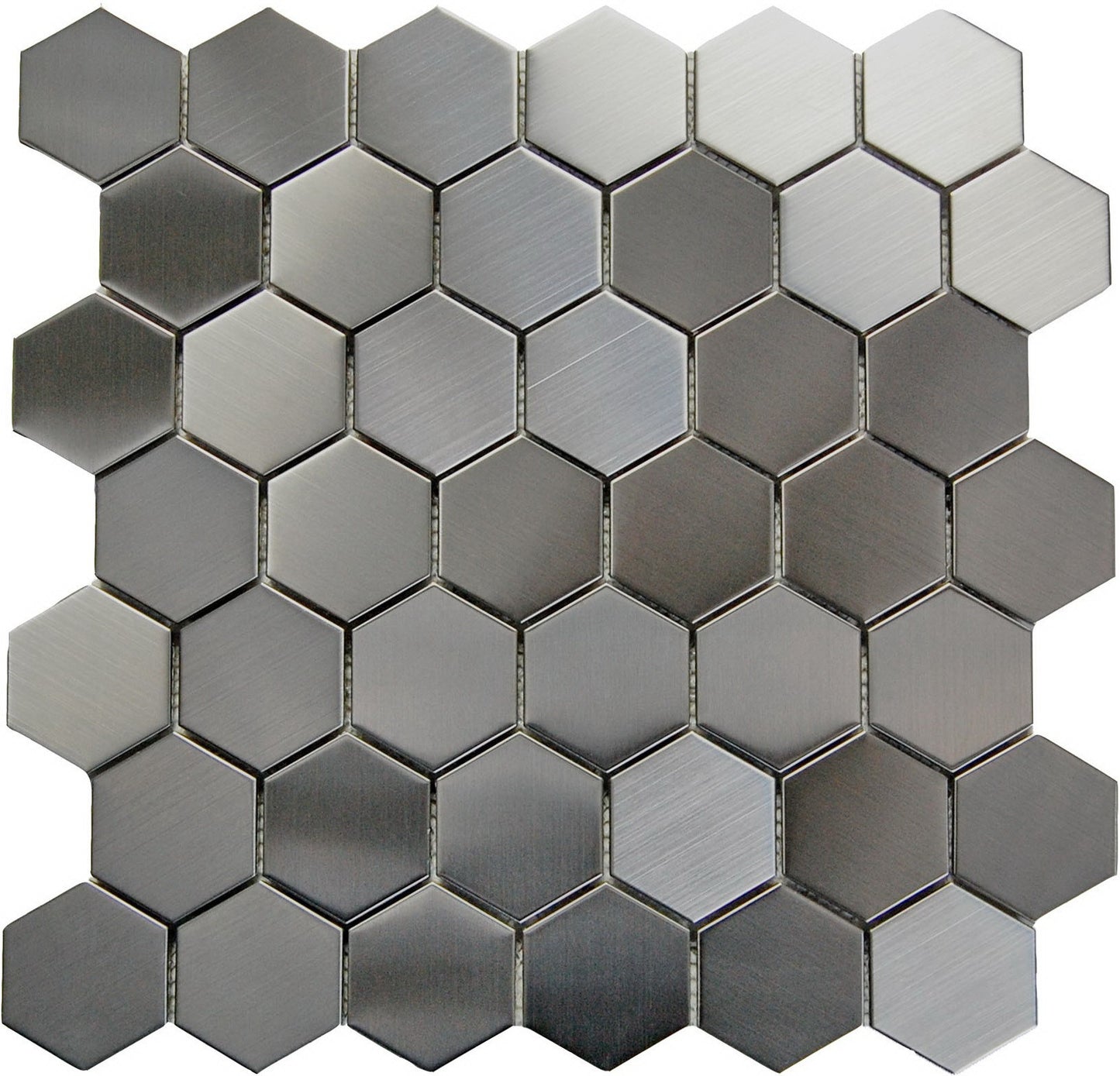 BRO Stainless Steel 2"x2" Hexagon Mosaic on a 12x12 Sheet