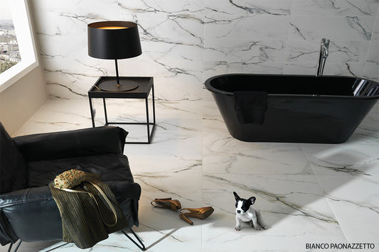 SD Marmi Classico Bianco Carrara Paonazzetto Polished Rectified Made in Brazil Porcelain Tile