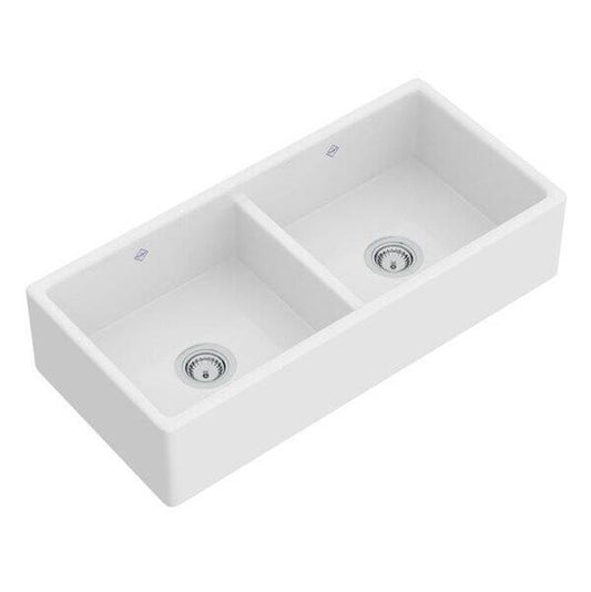Rohl - MS3918WH - 39'' Shaker Double Bowl Apron Front Fireclay Kitchen Sink