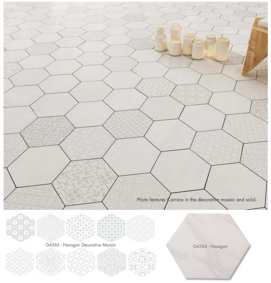 LUN Carrara Hexagon Mixed Decor 9.6"x11"
