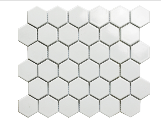 Elysium White Hexagon Polished 2"x2" Mosaic on 12"x12" 