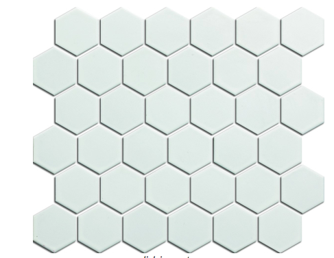 Elysium White Hexagon Matte 2"x2" on 12"x12" Mosaic