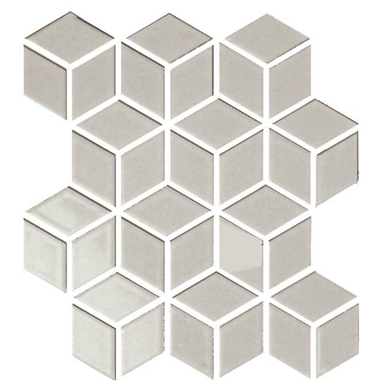 Sognare Cute Fawn Rhombus Hexagon Cube Fawn Glossy Mosaic 12x12